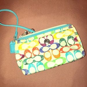 Brightly Colored Coach Wristlet ❤️🌈